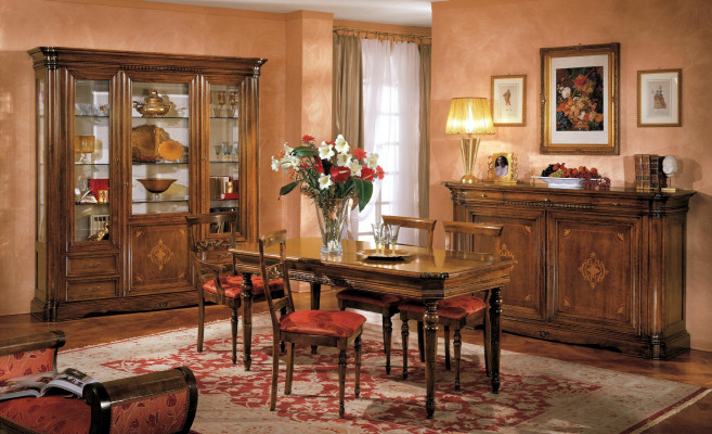 Designer Luxus Holz Vitrine Anrichten Italienesch Miwwelen Echt Holz Sideboard
