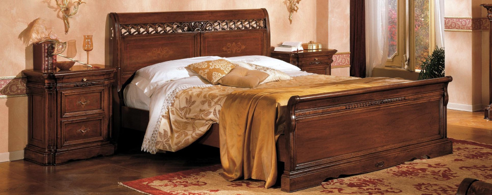 Duebelbett Massivholz Schlofkummer Miwwelen Design Bett Miwwelen Vaccari cav giovanni