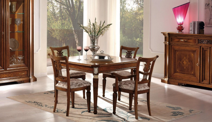 Set 4x Stull Still Fauteuil Iesszëmmer Garnitur Holz Modern Grupp Lehnstull Miwwelen