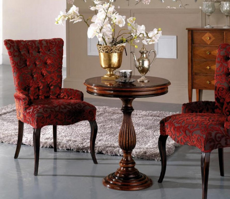Wunnzëmmer Lehn Stiller Luxus Fauteuil Still Holz Braun Italienesch Miwwelen Polsterung