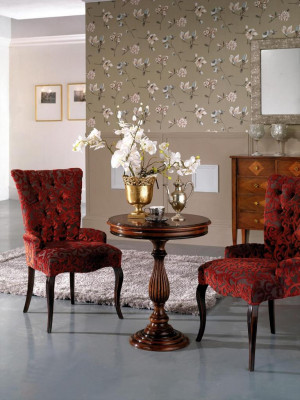 Wunnzëmmer Lehn Stiller Luxus Fauteuil Still Holz Braun Italienesch Miwwelen Polsterung