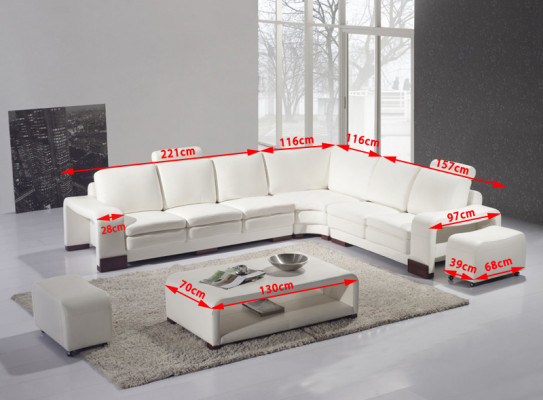 Designer Sofa Canapé Ecksofa mat Pouf Polster Ensemble Wunnlandschaft