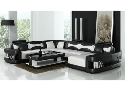 Luxus Eckcouch Sofa Polster Canapé Wunnlandschaft U-Form - Ledercanapéën