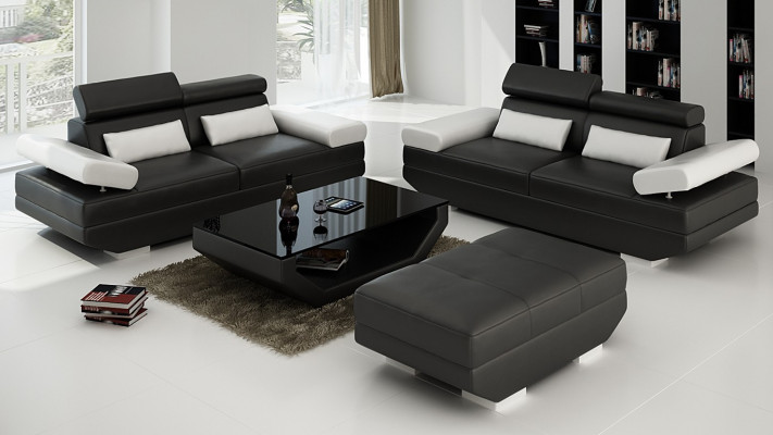 Luxus Miwwelen Sofasëtzung Canapé Sofa Polster 3+3 Sëtzer + Hocker Wunnzëmmer