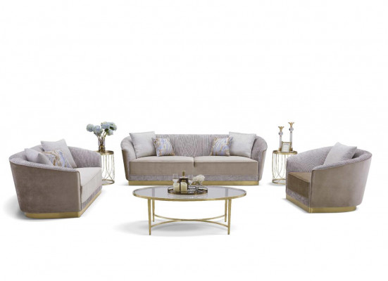 Sofagarnitur 3+2+1 Stoffzofa Zofa Couch Sëtzer Textil Stoff Polster Grupp Lieder
