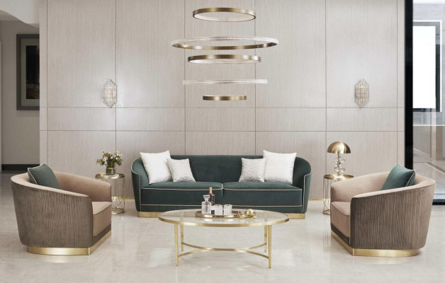 Sofagarnitur 3+2+1 Stoffzofa Zofa Couch Sëtzer Textil Stoff Polster Grupp Lieder