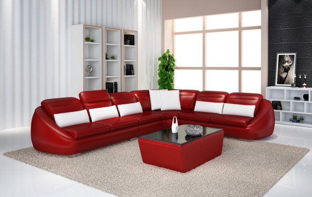 Designer Sofa Canapé Ecksofa mat Hocker Wunnlandschaft Garnitur Polster