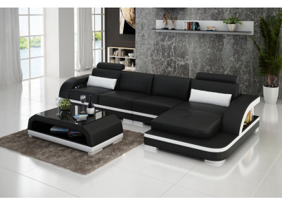 Ledercouch L-Form Couch Wunnlandschaft Eckcouch Dekor Garnitur Design Modern