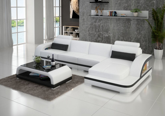 Ledercouch L-Form Couch Wunnlandschaft Eckcouch Dekor Garnitur Design Modern