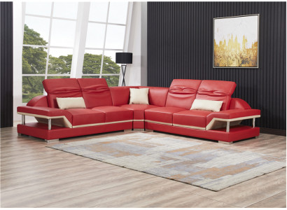 L Form Lieder Wunnlandschaft Canapé Polster Sëtz Ecksofa Sofa Wunnzëmmer