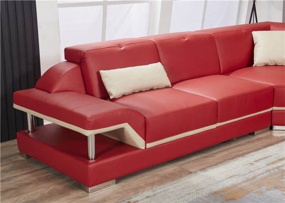 L Form Lieder Wunnlandschaft Canapé Polster Sëtz Ecksofa Sofa Wunnzëmmer