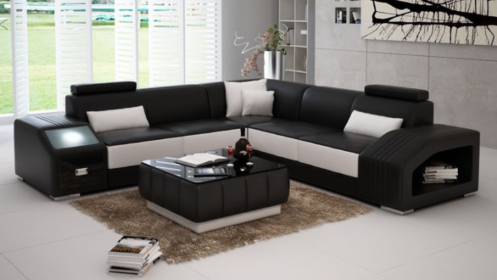 Ledercouch L-Form Couch Miwwelen Wunnlandschaft Eckkanapé Garnitur Design
