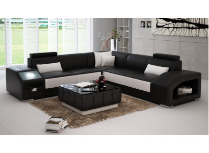 Ledercouch L-Form Couch Miwwelen Wunnlandschaft Eckkanapé Garnitur Design