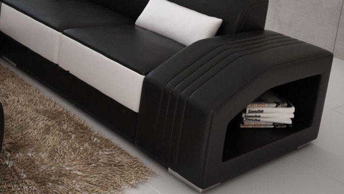 Ledercouch L-Form Couch Miwwelen Wunnlandschaft Eckkanapé Garnitur Design
