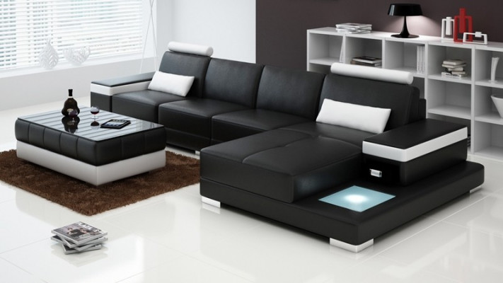 Canapé Ecksofa Miwwel Lieder Wunnlandschaft Garnitur Design Modern Sofa