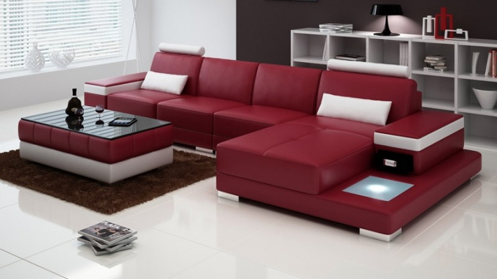 Canapé Ecksofa Miwwel Lieder Wunnlandschaft Garnitur Design Modern Sofa