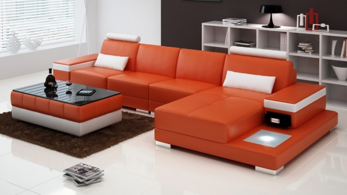 Canapé Ecksofa Miwwel Lieder Wunnlandschaft Garnitur Design Modern Sofa