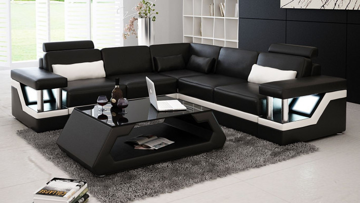Couch Ecksofa Lieder Wunnlandschaft Garnitur Design Modern Sofa L-Form