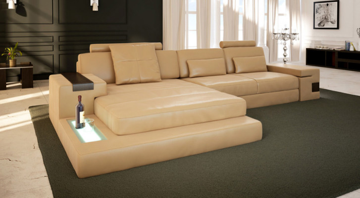 Design-Ecksofa Sofa Couch Polster-Eckgarnitur Ledersofa Sofas Couchen