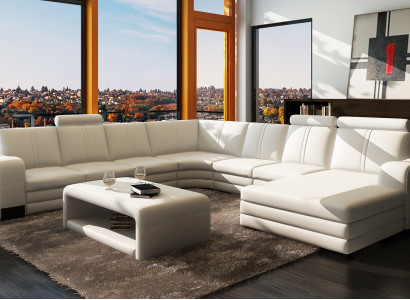 Wunnzëmmer Sitz Garnitur Sofa Matritzen Set Wunnlandschaf Sofa + 2x Hocker