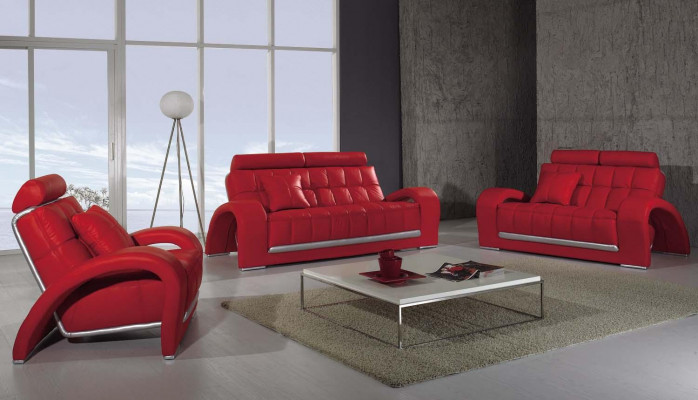 Ledercouch Couch Sofasett Nei 3+2 Sëtzsetter Design Modern Sofa