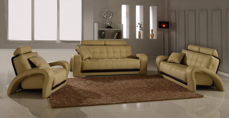 Ledercouch Couch Sofasett Nei 3+2 Sëtzsetter Design Modern Sofa