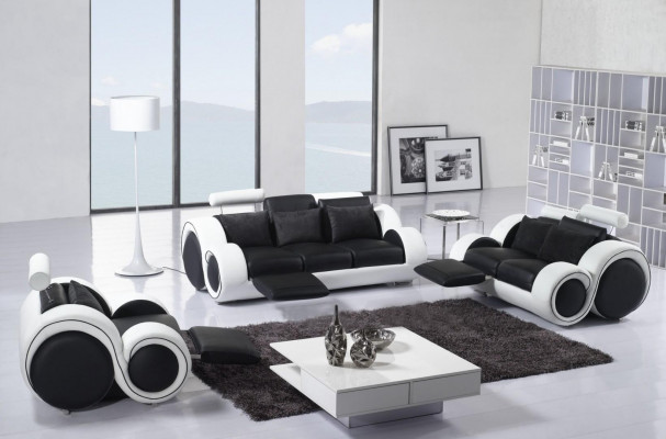 Ledersofa Canapé Sofagarnitur Neien 3+2 Sëtzer Garnitur Design Modern Canapé