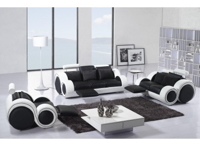 Ledersofa Canapé Sofagarnitur Neien 3+2 Sëtzer Garnitur Design Modern Canapé