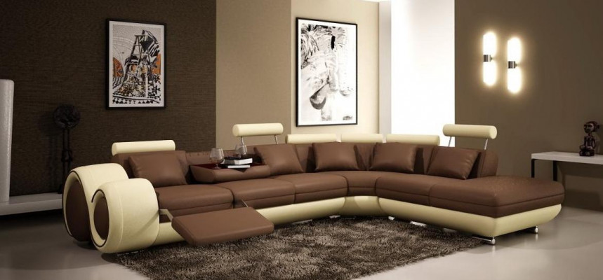 Sofa Ecksofa Canapé Polster Sëtz Wunnlandschaft Garnitur L-Form Stoff