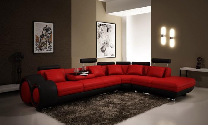 Sofa Ecksofa Canapé Polster Sëtz Wunnlandschaft Garnitur L-Form Stoff