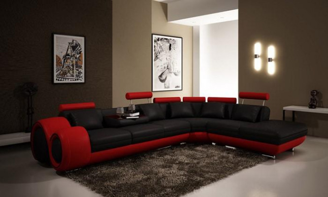 Sofa Ecksofa Canapé Polster Sëtz Wunnlandschaft Garnitur L-Form Stoff