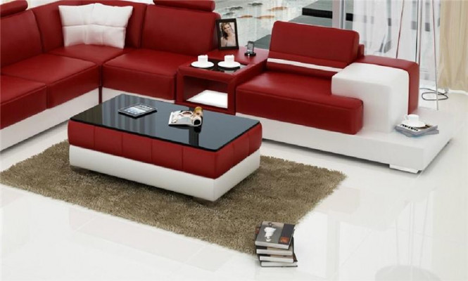 Sofadësch Design Wunnzëmmer Lieder Kaffi Glas Couch Polster Dekor Bäistell.