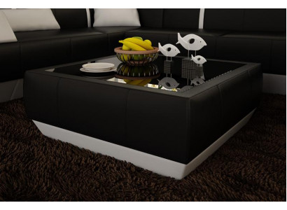 Gepolstert Sofa Dëscher Schwaarzen Dësch Glastësch Bäisetldësch Modernen