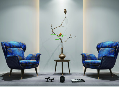 Design-Ohrensessel 1-Sëtzer Stoff Couch Sofa Polstersofa Nei