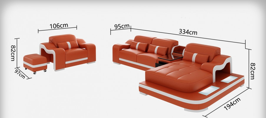 Komplett Set Garnitur Eckcouch Couch Eckgarnitur + Dëscher + USB Ecksofa