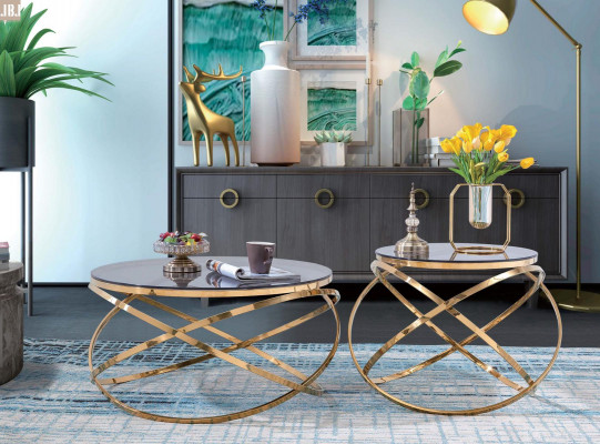 Canapé Dësch Ronn Dëscher Ronn Sofa Metall Glas Bäizestell Designer