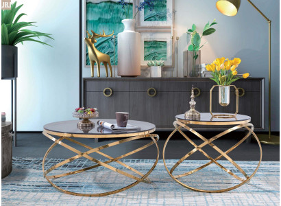 Canapé Dësch Ronn Dëscher Ronn Sofa Metall Glas Bäizestell Designer