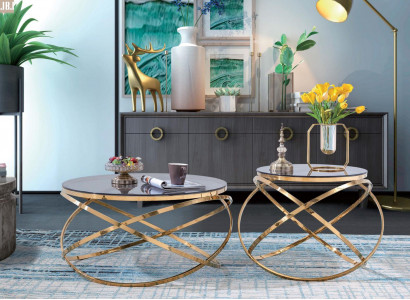 Canapé Dësch Ronn Dëscher Ronn Sofa Metall Glas Bäizestell Designer