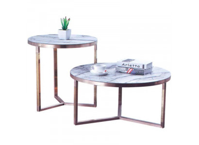 Designer Canapé Dësch Ronn Dëscher Ronn Canapé Metall Glas Bäidëscht.