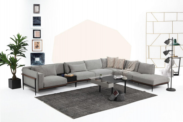 Eckcouch L-Form Couch Gro Modern Stoff Design Wunnzëmmer Polyester XXL
