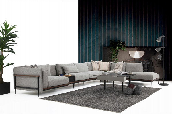 Eckcouch L-Form Couch Gro Modern Stoff Design Wunnzëmmer Polyester XXL
