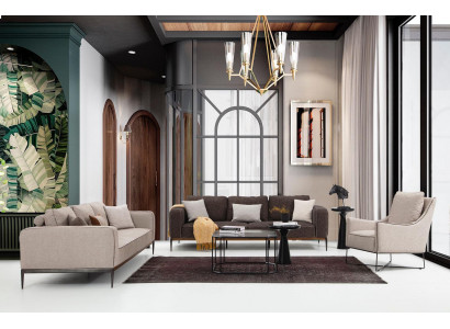 Soffagarnitur 221 Sëtzer Sofa Garnitur Beige Sofas Sessellek Modern Set