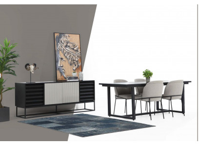 Iesskummer Setzen Iesszëmmer Iessdësch Still 8 Stéck Holz Schwaarz Set Neit