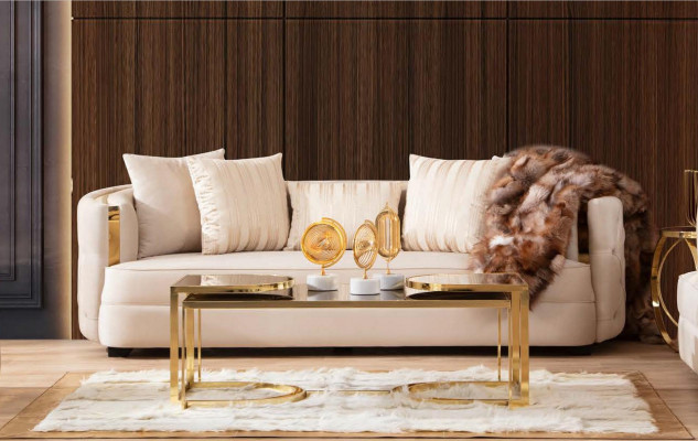 Sofa 3 Sëtzer Miwwelen Stoff Dräisëtzer Sofas Luxus Design Wunnzëmmer Modern Stil