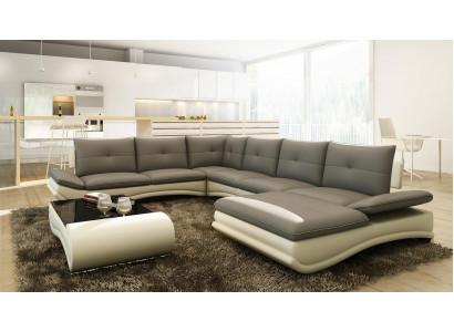 Ledersofa XXL U Form Wunnzëmmer Couch Sofa Grouss Ledercouch Sofas