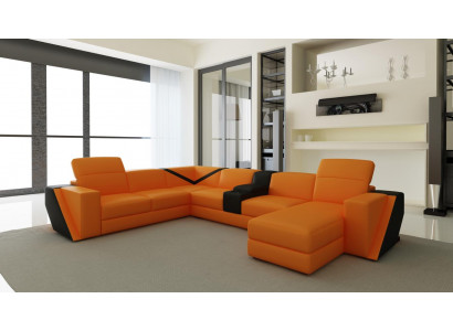Ledersofa Sofa Canapé Polser Wunnlandschaft Designer Ledersofa U-Form