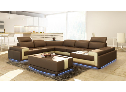 Ledercouch Couch Landschaftsecksofa Modern Eck Garnitur Design Dekor