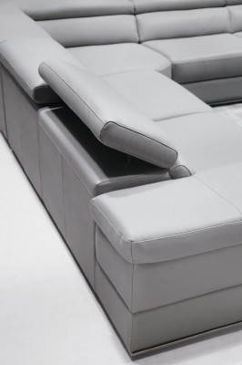 Ledersofa Couch Wunnlandschaft Ecksofa Eck Garnitur Design Modern Sofa 1530B