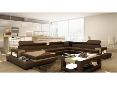 Ledersofa Sofa Ecksofa U-Form Canapé Wohnlandschaft Designer Sëtzeck LEONARDO-B