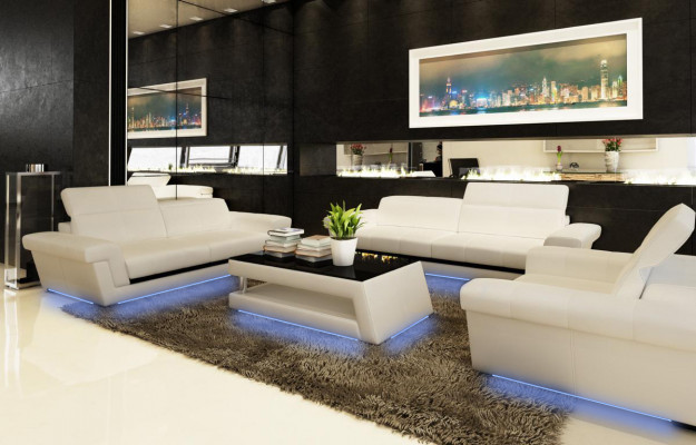 Liederkanapé Couch Wunnlandschaft 3 Sëtzer Design Modern Kanapee 5136_3ER